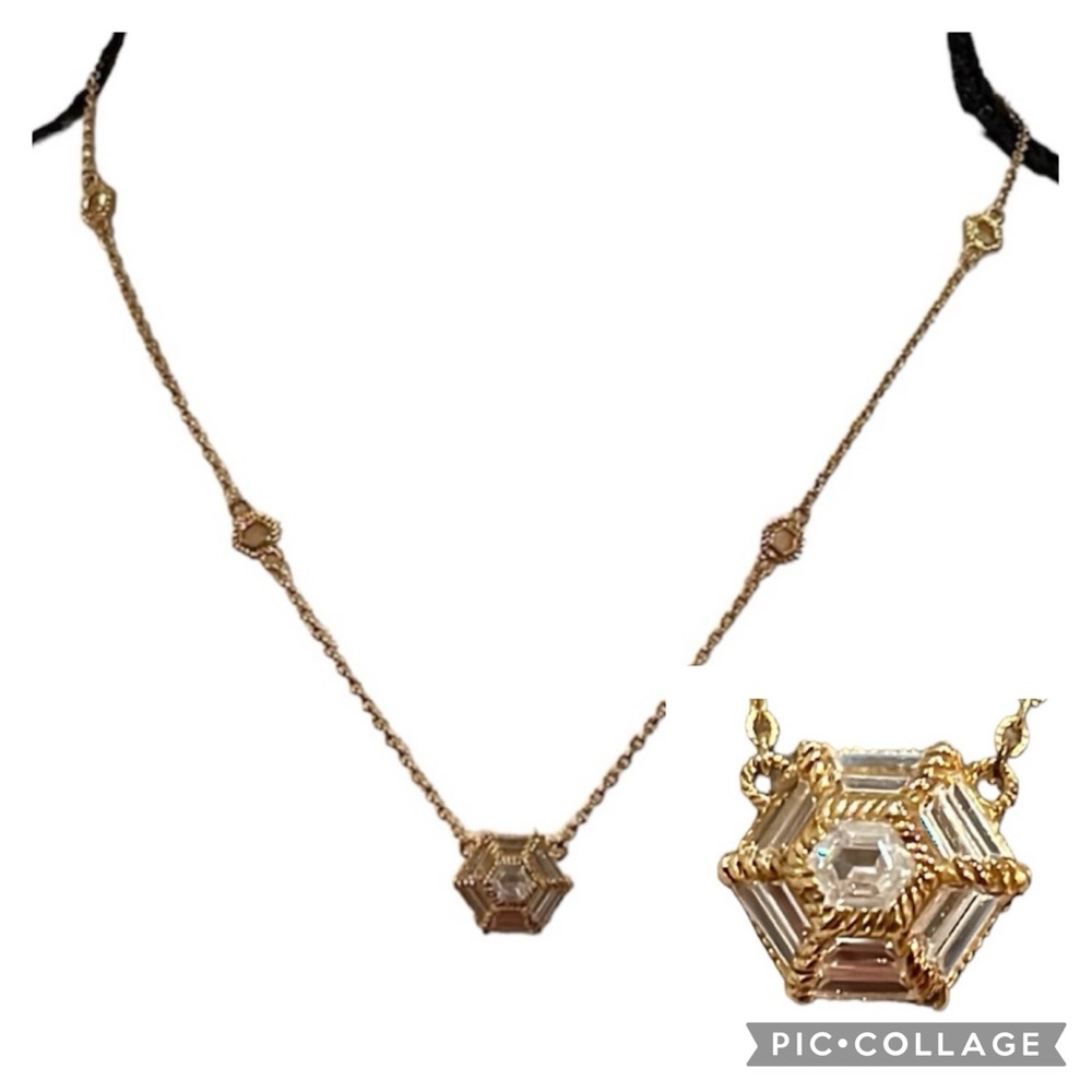 Judith Ripka Gold Clad Sterling Silver CZ Necklace 18” / 20” - Picture 2 of 13